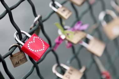 Red padlock with studded heart clipart