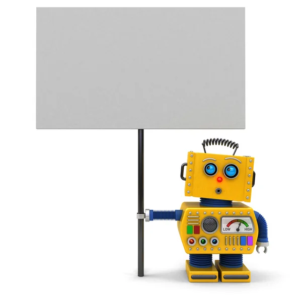 Gele robot met bord — Stockfoto
