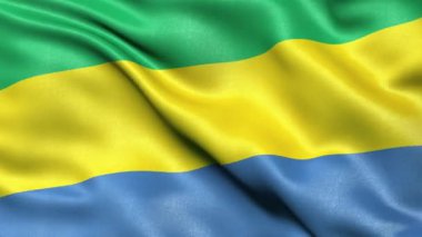 Gabon Bayrağı Kusursuz Döngü. 3 Boyutlu Canlandırma.
