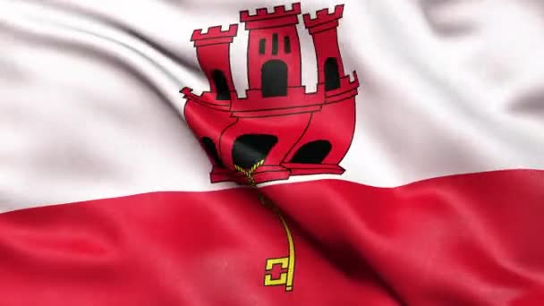 Gibraltári Zászló Zökkenőmentes Hurkot Animáció — Stock videók