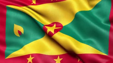 Grenada Bayrağı Kusursuz Döngü. 3 Boyutlu Canlandırma.