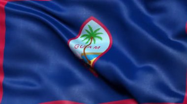 Guam Bayrağı Kusursuz Döngü. 3 Boyutlu Canlandırma.