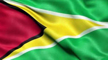Guyana Bayrağı Kusursuz Döngü. 3 Boyutlu Canlandırma.