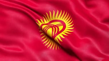 Kırgızistan Bayrağı Kusursuz Döngü. 3 Boyutlu Canlandırma.