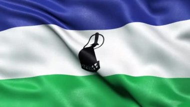 Lesotho Bayraksız Döngü. 3 Boyutlu Canlandırma.