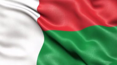 Madagaskar Bayrağı Kusursuz Döngü. 3 Boyutlu Canlandırma.