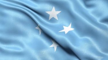 Mikronezya Bayrağı Kusursuz Döngü. 3 Boyutlu Canlandırma.