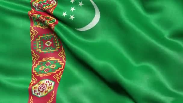 Петля Швов Флага Туркменистана Анимация — стоковое видео