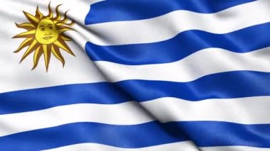 Uruguay Bayrağı Kusursuz Döngü. 3 Boyutlu Canlandırma.