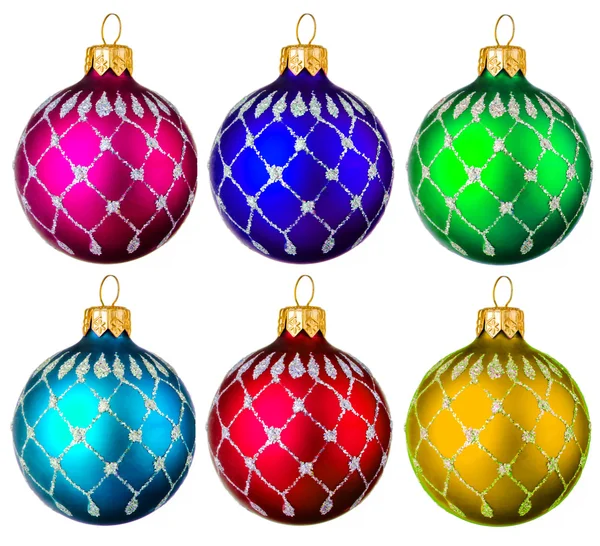 Hat színes karácsonyi játékok — Stock Fotó