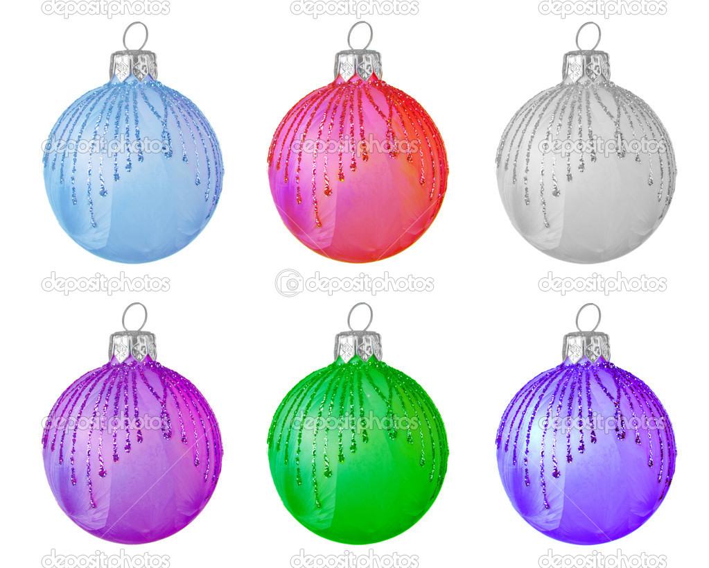 Six colorful Christmas toys