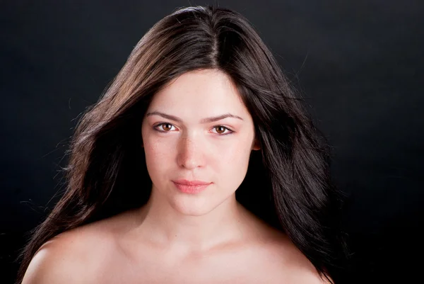 Beautiful brunette with freckles — Stock Photo, Image