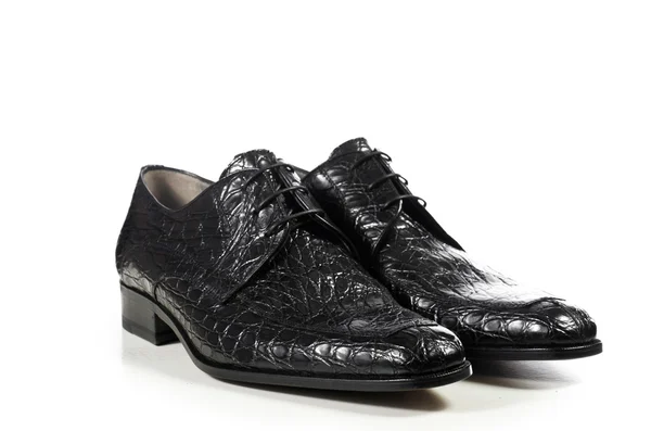 Classic elegant pair of male shoes in crocodile — Stock Photo, Image