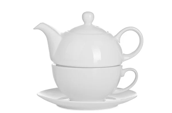 Teetasse mit Teekanne — Stockfoto