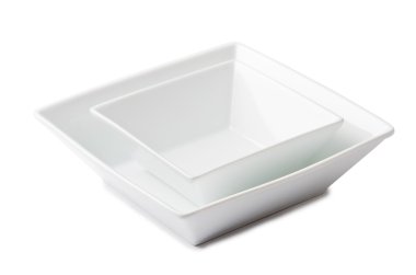 İki derin kare kase izole