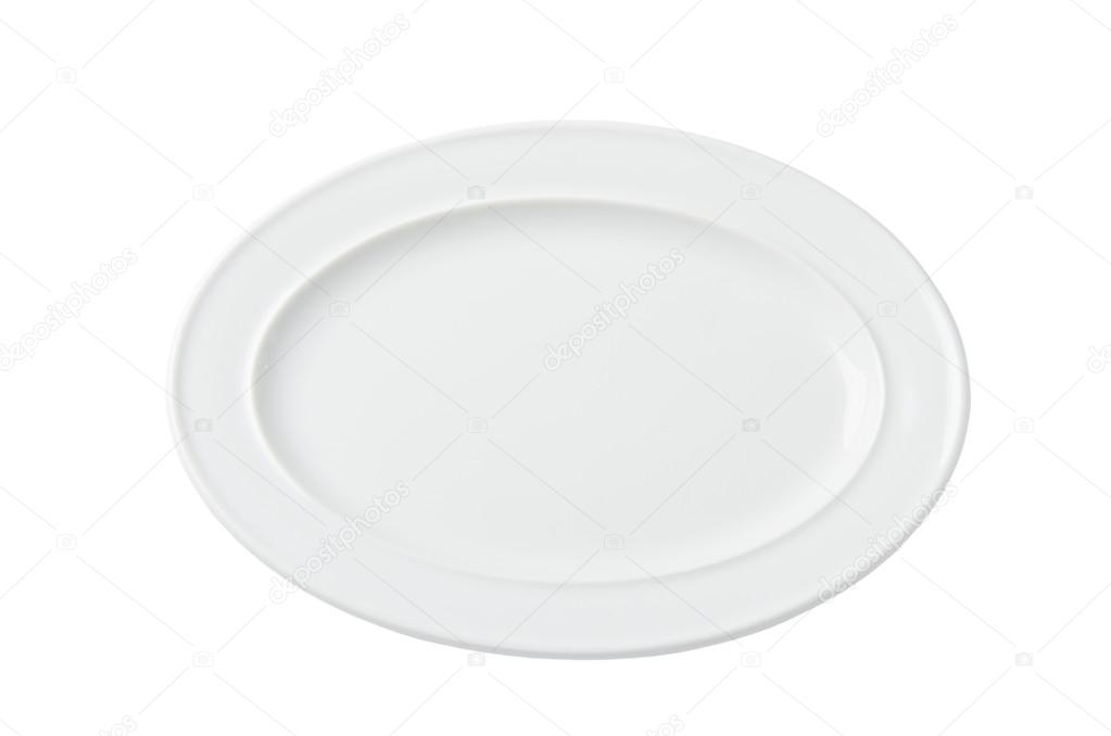 Oval white empty plate
