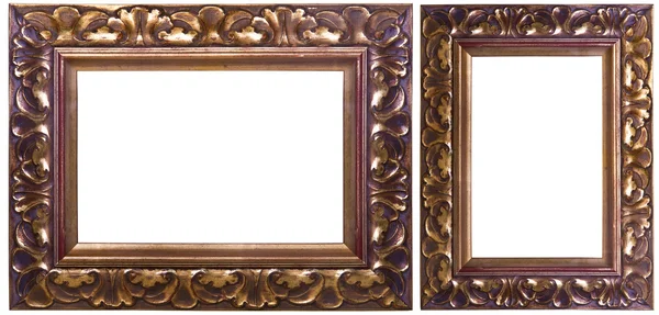 Two carved golden frame in retro style — Stock Photo, Image