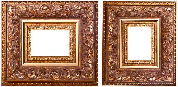 Two carved golden frame in retro style — Stock Photo, Image