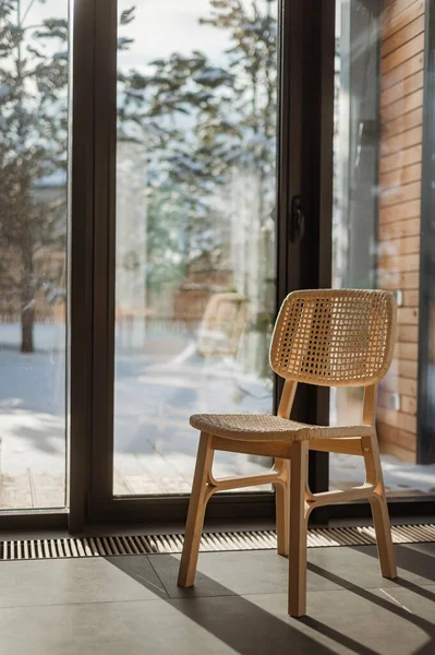 Interior Escandinavo Elegante Uma Casa Campo Barnhouse Área Jantar Cadeiras — Fotografia de Stock