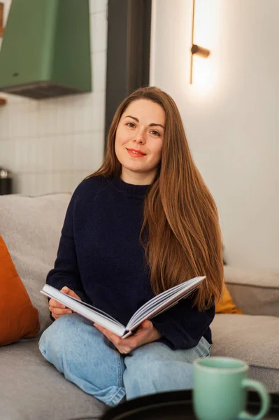 Young Woman Beautiful Modern House Interior Barnhouse Home Relaxation Comfort — Stock Photo, Image