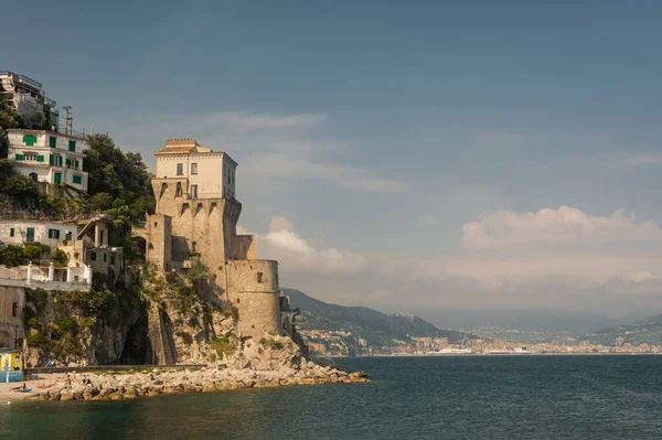Ozy Little Town Amalfi Coast Cetara Medieval Village Mountains Shores — Stock Photo, Image