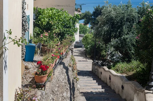 Narrow Streets Southern Italy Town Erce Amalfi Coast Road Sea — Stock Photo, Image
