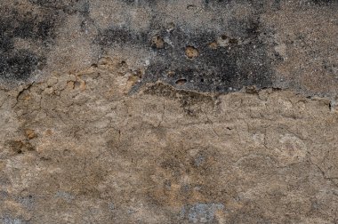 Eski duvarın dokusu, soyulmuş alçı, renkli lekeler, aşınmalar ve düşmüş parçalar bazı yerlerde onarılması gerekiyor. Mantar ve küf tarafından yok edildi.