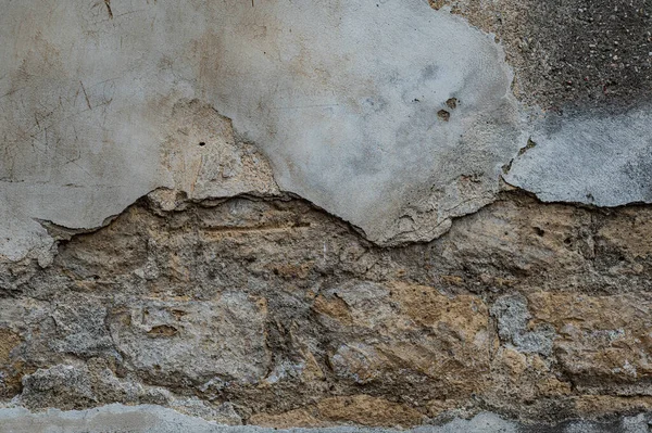 Eski Duvarın Dokusu Soyulmuş Alçı Renkli Lekeler Aşınmalar Düşmüş Parçalar — Stok fotoğraf