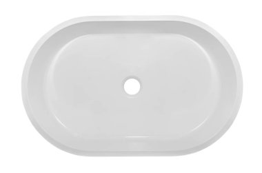 Beyaz arka planda izole edilmiş beyaz banyo için modern seramik lavabo (lavabo).