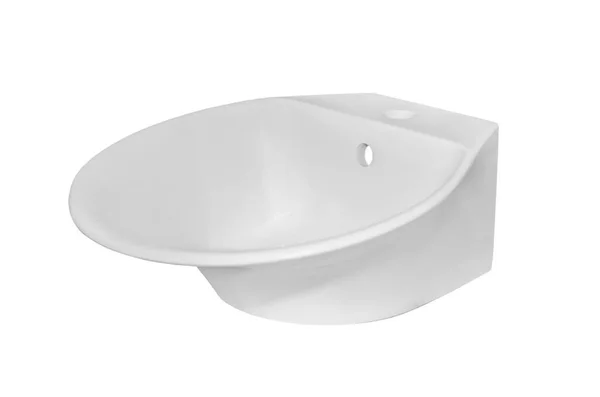 Beyaz Arka Planda Izole Edilmiş Yuvarlak Şekilli Beyaz Banyo Için — Stok fotoğraf