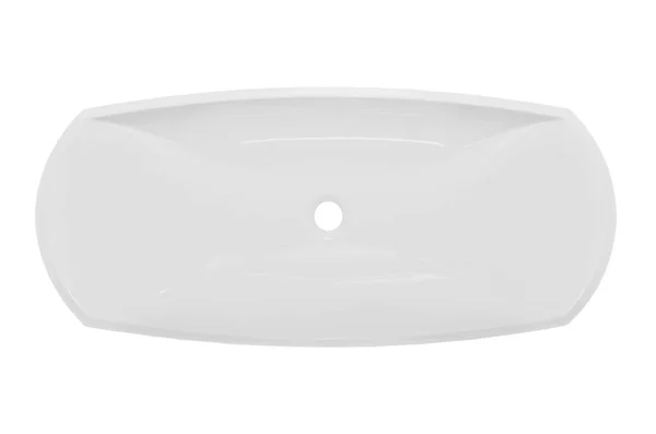 Lavabo Moderno Ceramica Lavabo Bagno Bianco Isolato Fondo Bianco Ovale — Foto Stock