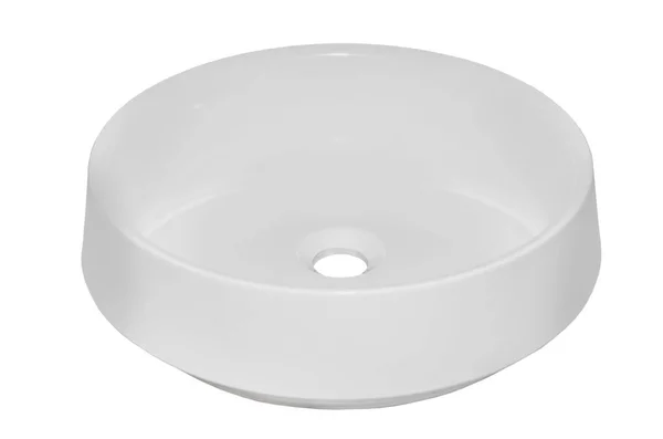 Lavabo Moderno Ceramica Lavabo Bagno Bianco Isolato Sfondo Bianco Forma — Foto Stock