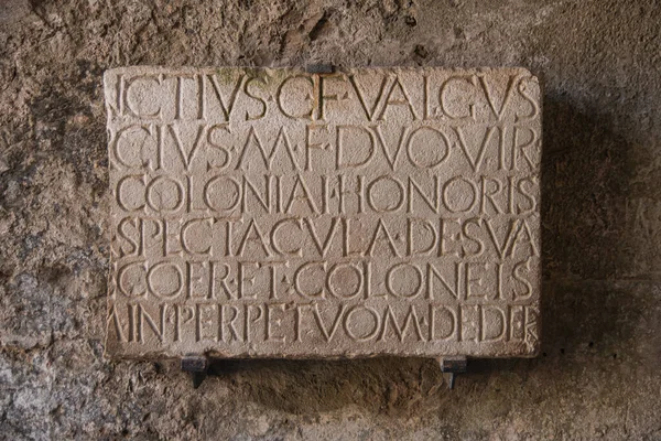 Juli 2022 Pompeii Italia Kota Kuno Tablet Batu Kuno Dengan — Stok Foto