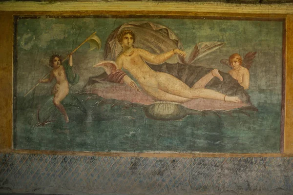 July 2022 Pompeii Italy Ancient City Ancient Frescoes Walls Destroyed — Stock fotografie