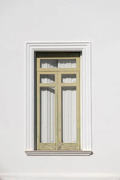 Large White Window Italian Villa White Curtains — ストック写真