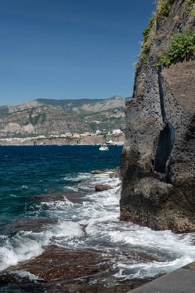 Waves Tyrrhenian Sea Crash Rock Seascape Rest Sea Stony Rocky — Foto Stock