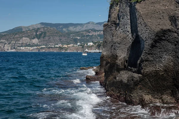 Waves Tyrrhenian Sea Crash Rock Seascape Rest Sea Stony Rocky — Foto Stock