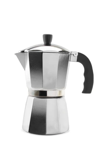 Traditional Geyser Italian Espresso Machine Isolated White Background Gray Color — Stock Fotó