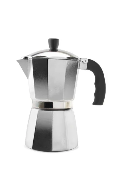 Traditional Geyser Italian Espresso Machine Isolated White Background Gray Color — Φωτογραφία Αρχείου