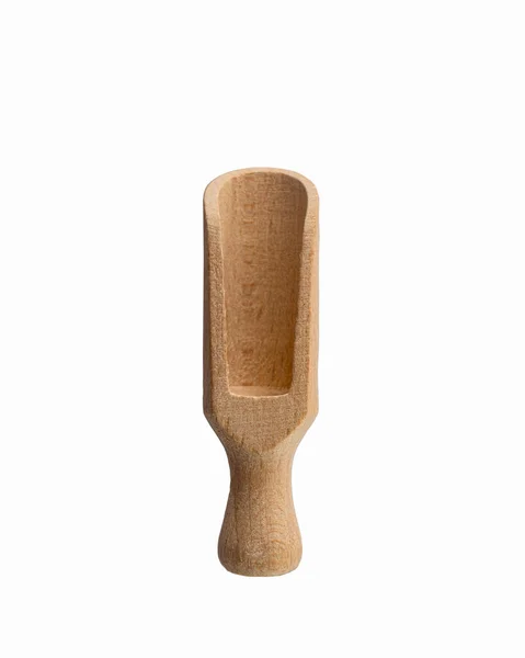 Spatule Bois Cuillère Pour Épices Isolées Sur Fond Blanc — Photo