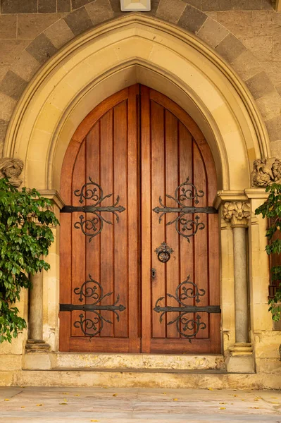 Beautiful Authentic Arched Double Doors City Naples Ancient Streets City — Photo