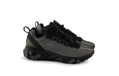 July 24, 2022 - Salerno, Italy. Comfortable shoes of Nike Nike React Element 55 SE are the perfect choice for any everyday outfit. Put them on and go for a walk, work or explore new places.
