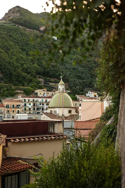 Mosaic dome of a Catholic church in the south of Italy on the Amalfi coast, the city of Cetara
