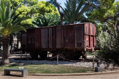 Memorial dedicated to the tragedy of the deportation of the Jewish people was erected in the city of Baia in Italy. Type F wagon that was used to transport people.