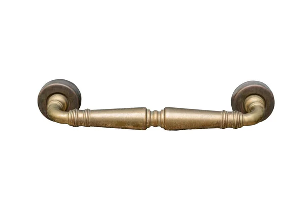 Metal Brass Vintage Old Doorknob Wooden Green Door Italy Isolated — Stock Photo, Image