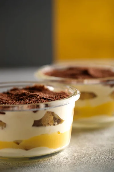 Tiramisu. Dessert with cream for breakfast. — Stock Photo, Image