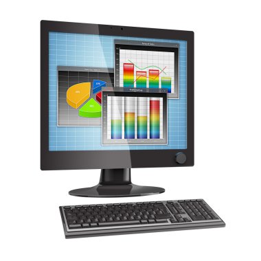 bilgisayar monitörü ve klavyesi