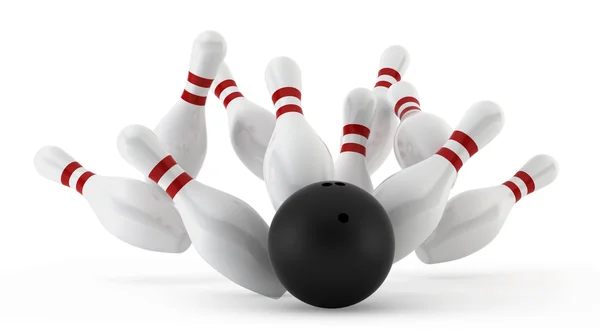 Birilli da bowling schiantati — Foto Stock