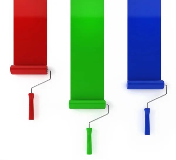 Three rollers painting lines — Stock Photo, Image