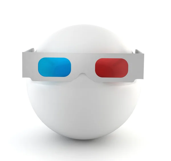 Bola branca com óculos 3d — Fotografia de Stock